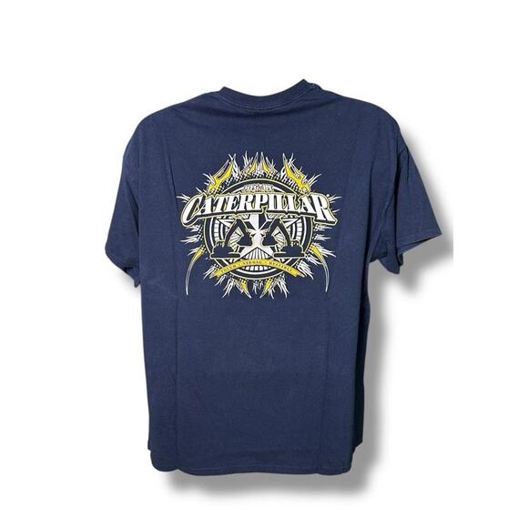 Gildan Caterpillar CAT SS Navy Blue 2 Side Graphic T-shirt Mfg by Caterpillar XL - Picture 3 of 5